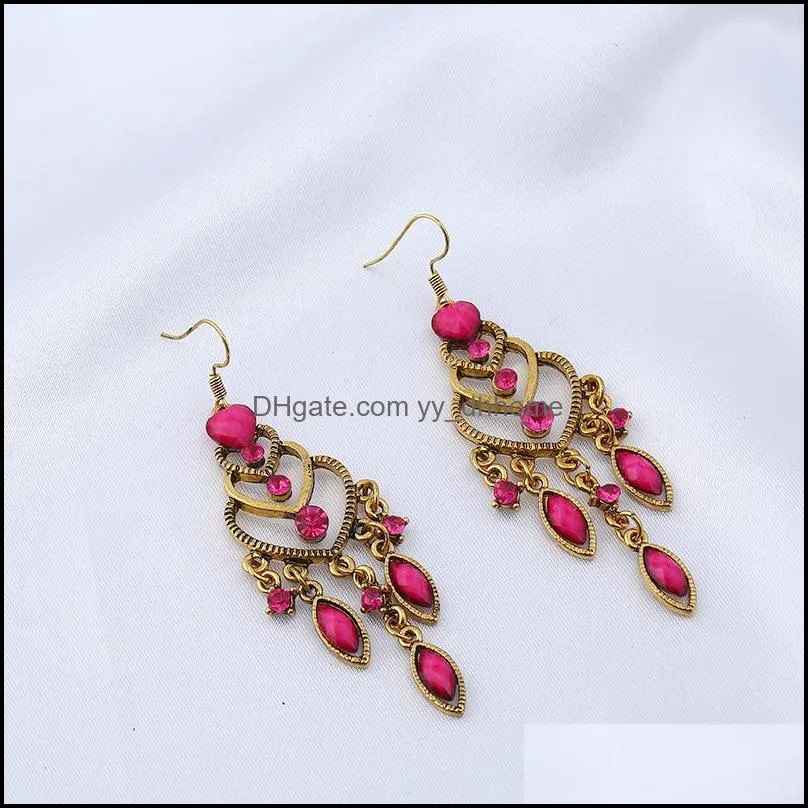 gold drop earrings for women girl vintage national style hollow dangle and chandelier earrings fashion jewelry wholesale - 0835wh