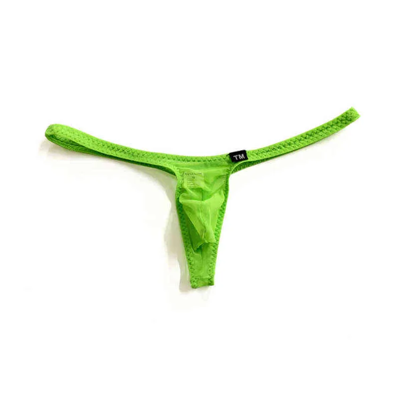 Transparent Gauze Men's G-String Thong Sexy U Convex Pouch T-Back Male Exotic Underwear Tight Fitting Low Waist T-Pants Briefs W220324