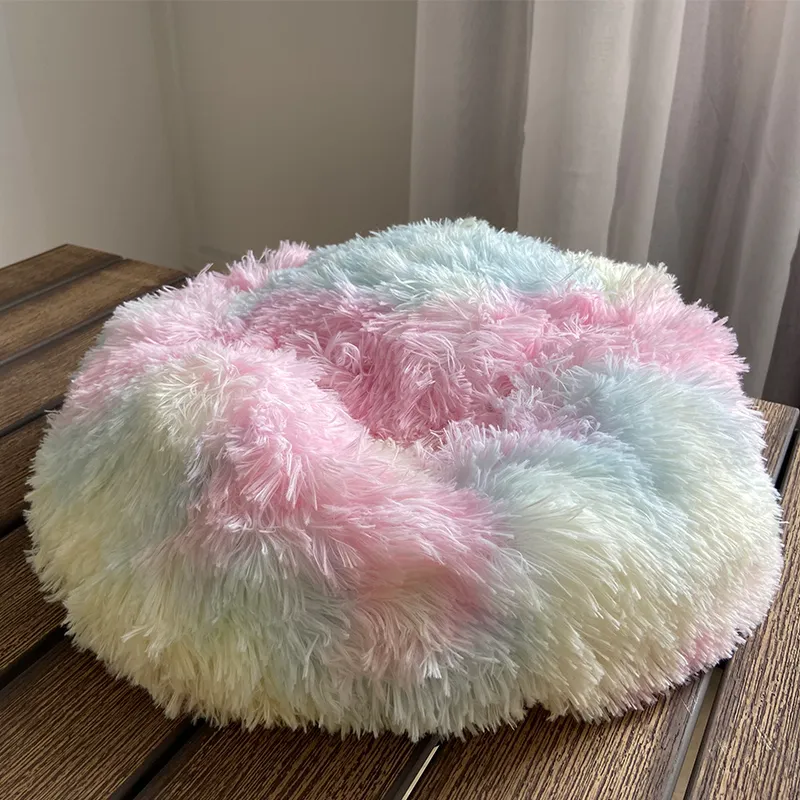 Chenils pour animaux de compagnie chien lit canapé pour chat longue peluche doux moelleux panier lit pour animaux de compagnie pour chien confortable donut chenils 201124