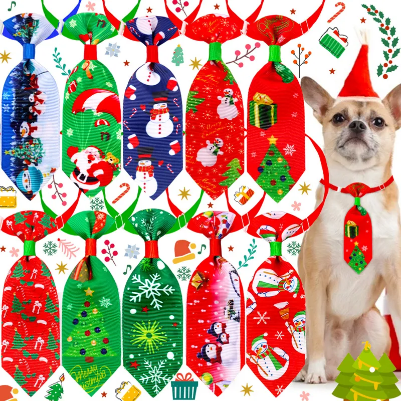 Elementos de Natal gravata cachorro com colarinhos ajustáveis ​​Charms laços para pequenos gatos acessórios de helicóptero de cães colar de gola de estimação 10 colorido por atacado A379