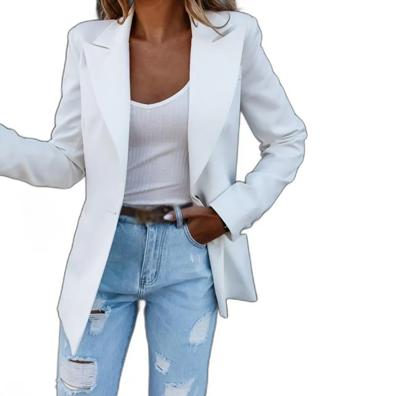 Blazer Femme élégant – Couleur Unie, Coupe Slim, Manches Longues, Pour Bureau Ou Soirée