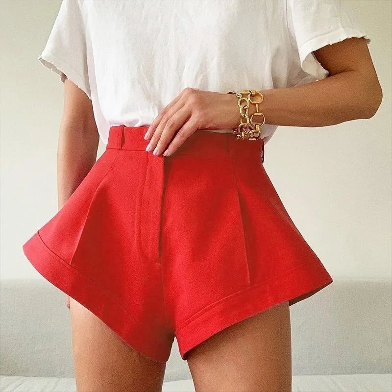 Women's Shorts Lucyever Summer Wide Leg Casual Loose Button High Waist Woman Fashion Streetwear Solid Short Pants Ladies W220322