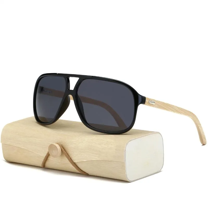 Sonnenbrille Holz Männer Frauen Square Bambus für Spiegel Sonnenbrille Retro de Sol Maskulino 2022 Handgefertigt mit Casesunglasses