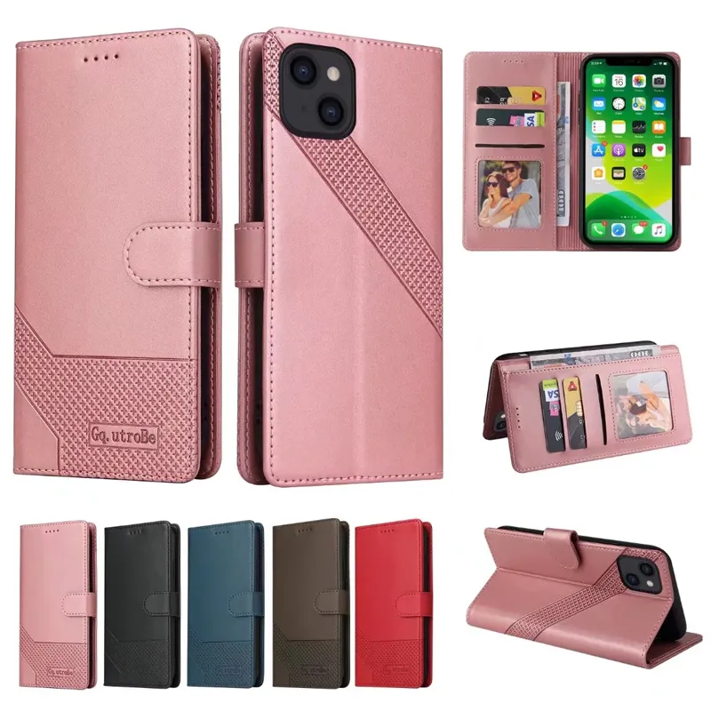Custodia in pelle PU per iPhone 14 13 12 11Pro Max XS XR 8 7 6S Plus Custodia portafoglio per carte Business Style