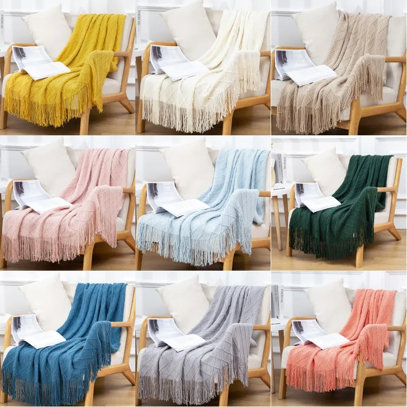 Throw Blankets for Couch and Bed 130x180cm 130x230cm All Seasons Lightweight Farmhouse Warm Woven Blanket