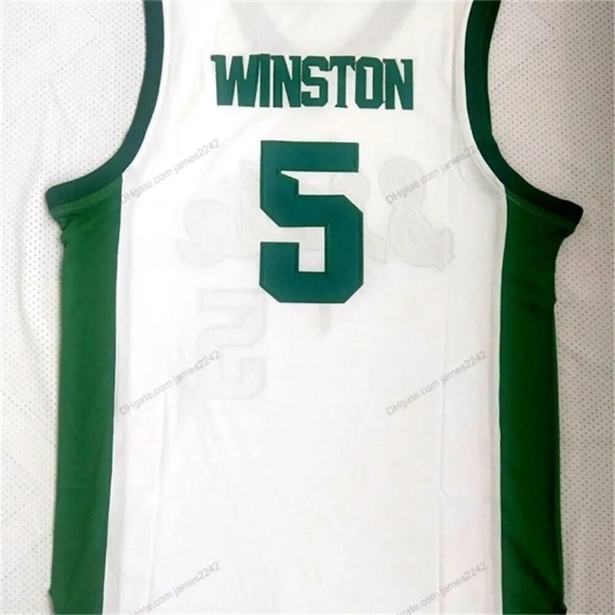 Nikivip Custom Retro Cassius Winston #5 Basketball jersey genaaide witte maat S-4XL Elke naam en nummer van topkwaliteit truien