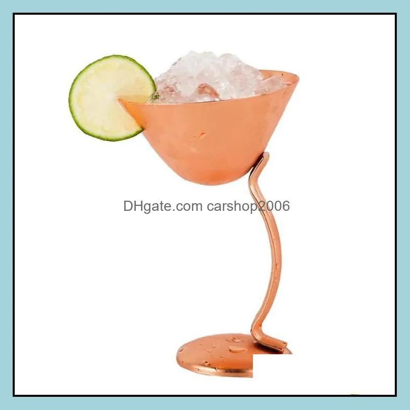 150ml cocktail glasses wine glasses champagne creative bent footed silver copper stainless steel 304 drink cup