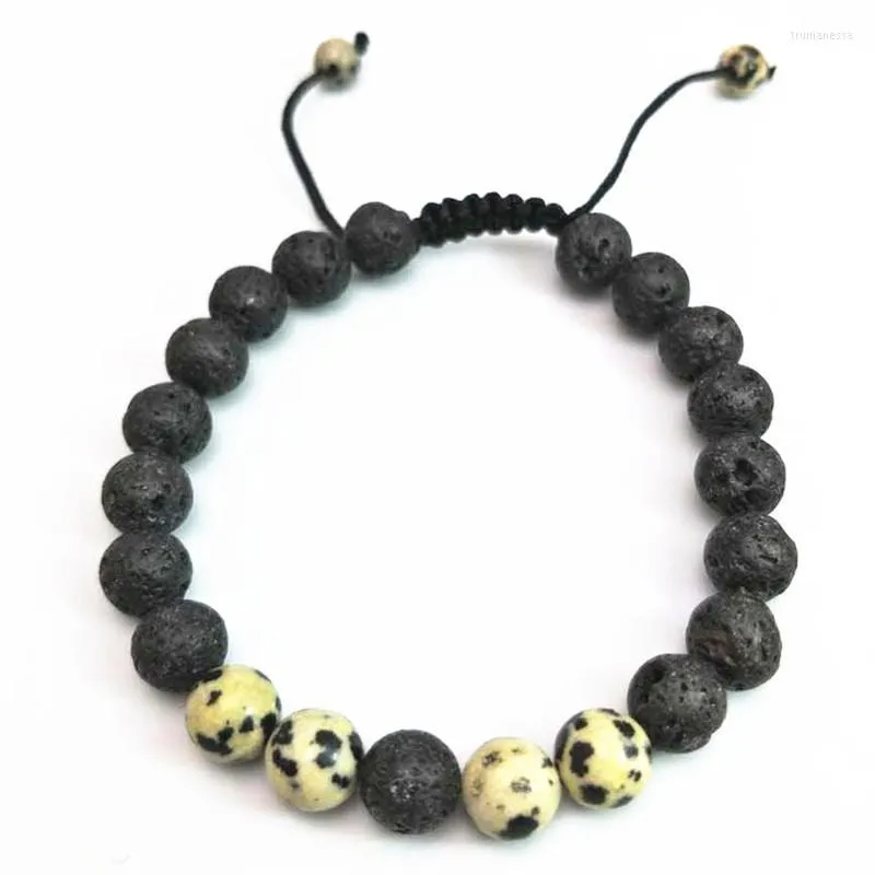 Beaded Strands High Quality Natural Stone Bracelet Men Women Yoga Chakra Beads Lava Bracelets Rope Adjustable Armband Heren Jewelry Trum22
