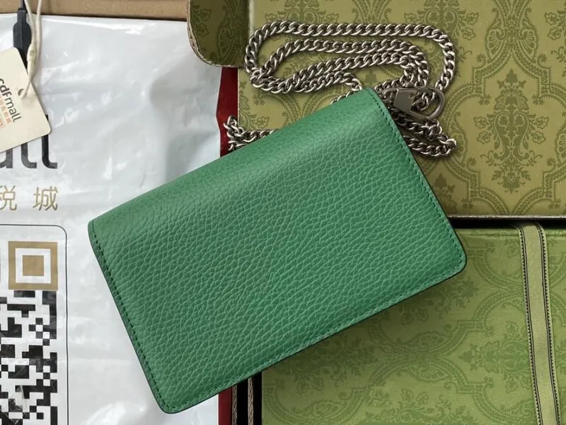 Realfine バッグ 5A 476432 16.5 センチメートルグリーンレザー Dionysus スーパーミニクロスボディショルダーハンドバッグ女性のための財布とダストバッグボックス
