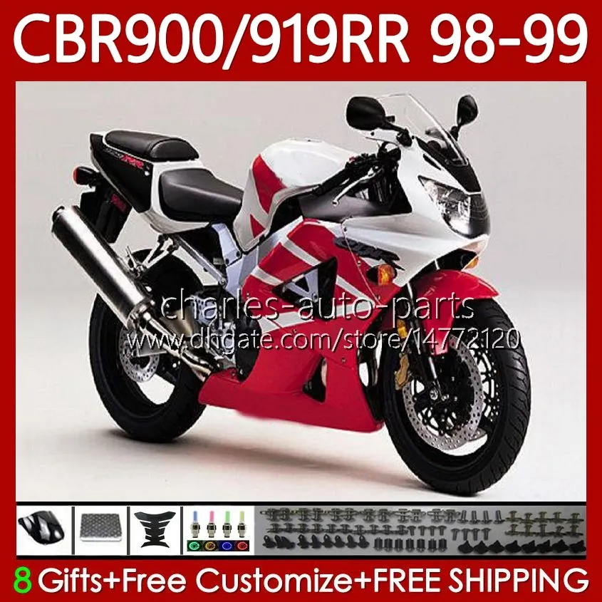 Carrozzeria per HONDA CBR 900 919 RR CC 98-99 Anni Corpi 127No.41 Bianco rosso CBR 919RR 900RR 900CC 919CC CBR919 CBR900 RR CBR919RR 98 99 CBR900RR 1998 1999 Kit carenatura