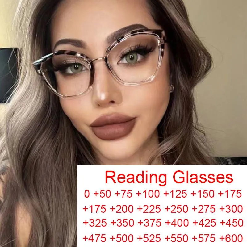 Fashion Clear Leopard Presbyopia Eyeglasses TR90 Cat Eye Glasses Frames Anti Blue Light Computer Reading Diopters 0 600Sunglasse 1 176 DHgate