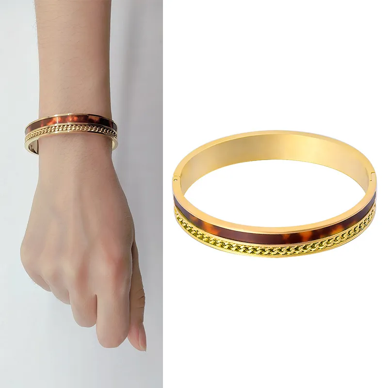 Rose Gold Color Bangles Bracelets for Woman Stainless Steel Cuff Bracelet Wristband Luxury Jewellery Wedding Christmas Gift Female Making Charms Trendy Chain