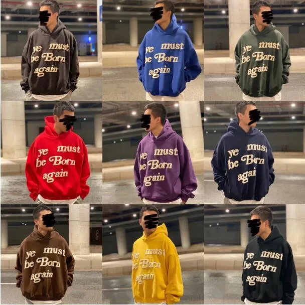 Hoodies homens mulheres 1 pullover de alta qualidade de bordado de tecido pesado com capuz