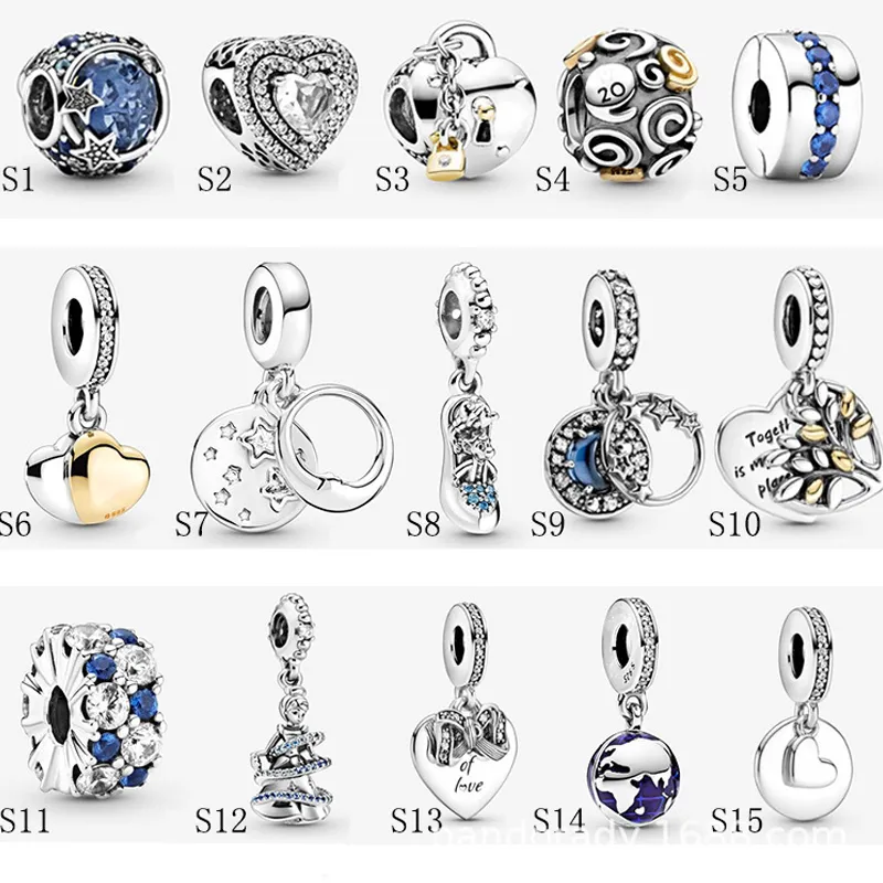Ny Hot S925 Sterling Silver Jewelry Diy Beads Fits Pandora Ale Charm för Pandoras Armband för kvinnor europeiska rosguldarmelettnecklace