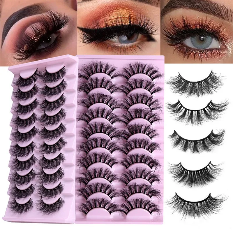 10 par Ryssland DD Curling falska ögonfransar 3D Naturliga mjuka förlängningsögonfransar Cresuable Makeup Lashes