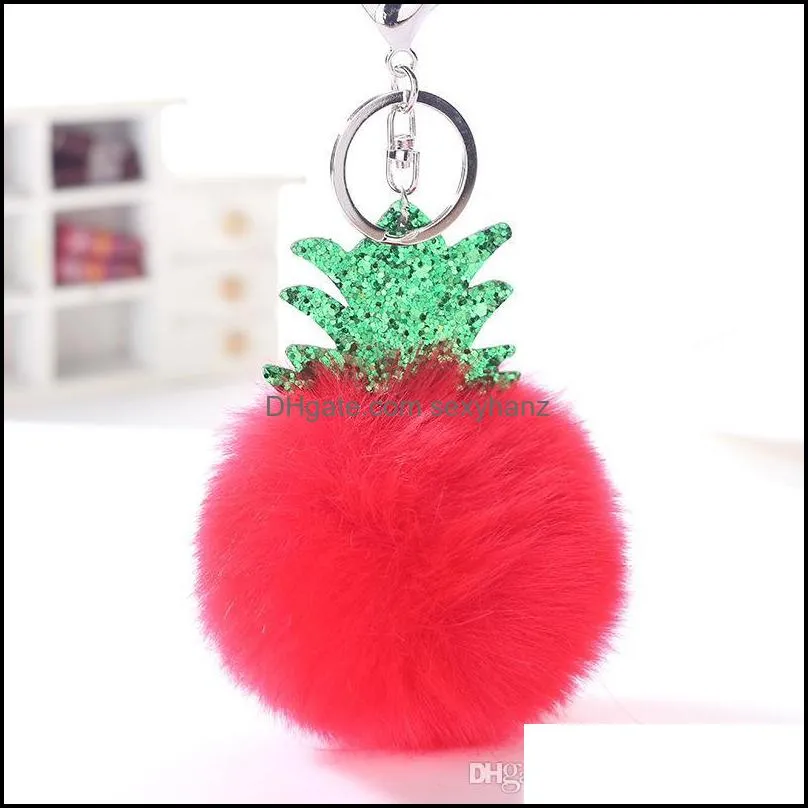 Creative Christmas Tree Pompom Keychains Rabbit Fur Ball Plush Keychain Car Key Pendant Accessories 16 Styles Women Gift