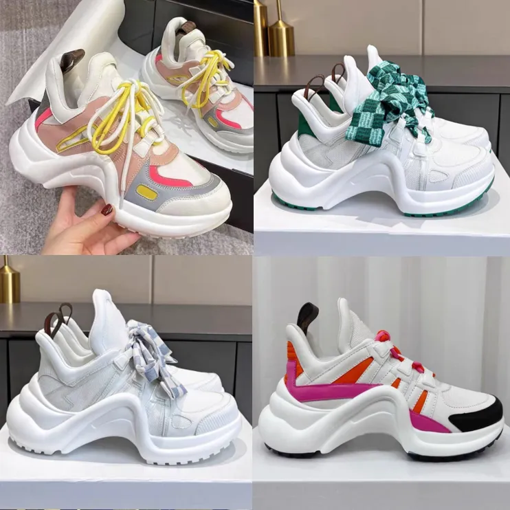 Archlight Designer Women Sneakers Runway Dress Shoes Lace Up White Trainer Chunky Trainers Genuine Leather Sneaker Size 35-41