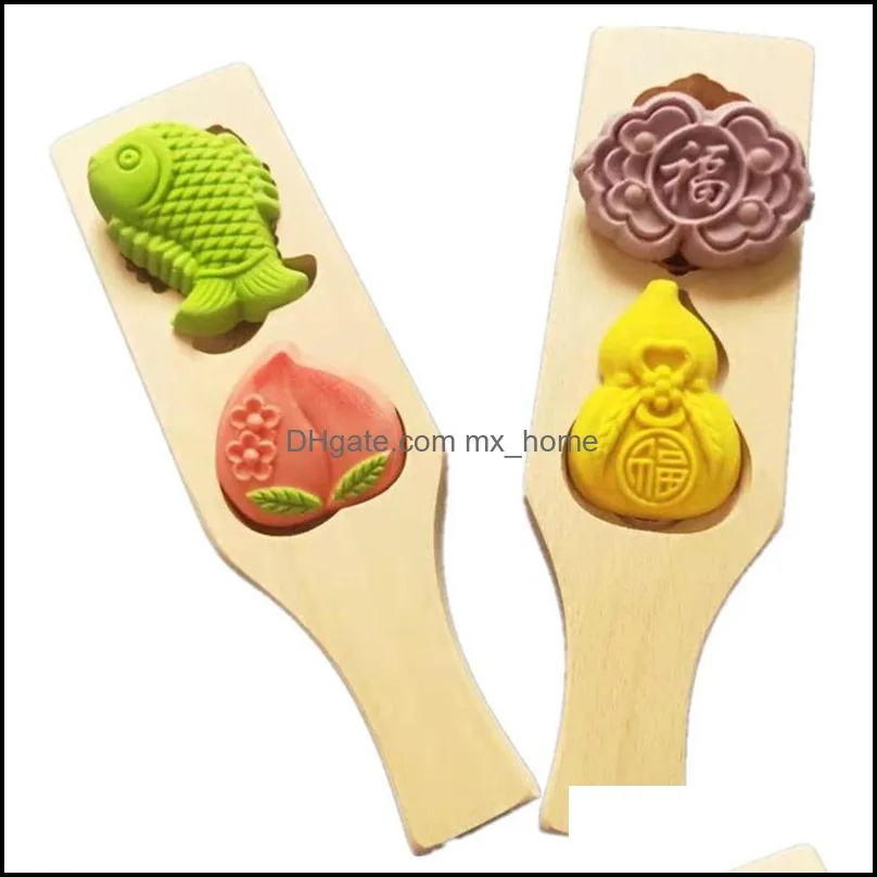 baking & pastry tools gourd peach wooden moon cake mold tool for making mung bean mould k43d