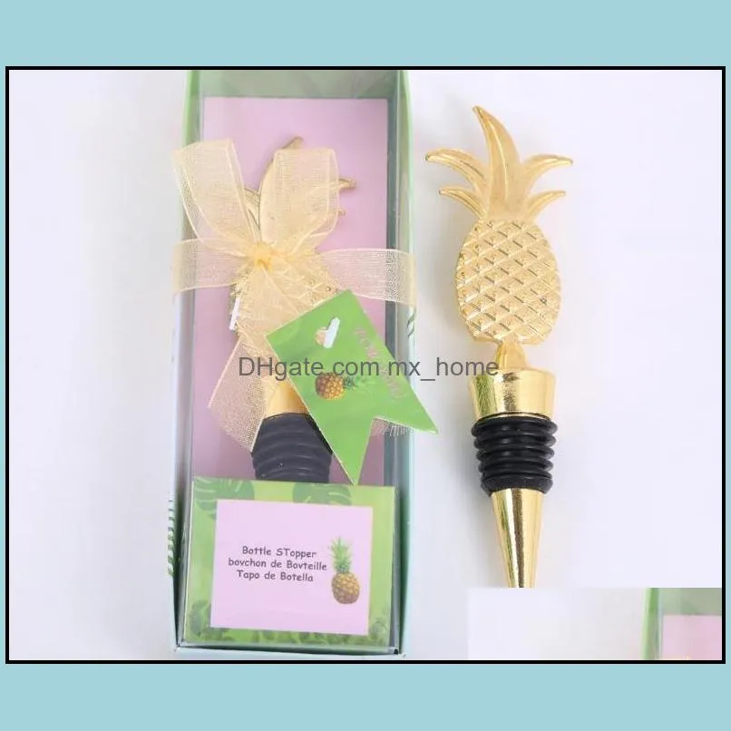 pineapple wine stopper in gift boxes champagne wine bottle stopper vacuum sealed bridal wedding party gift sn3025