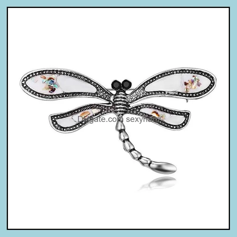 Stift broscher smycken dragonfly för kvinnor skal insekt brosch emalj stift gåvor kvinnliga manliga lapel pin badge droppleverans 2021 kpruf