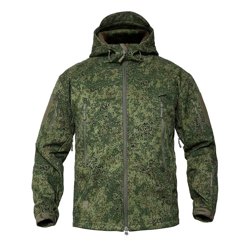 Herrenjacken Herren Military Camouflage Fleece Taktische Jacke Herren Wasserdichte Softshell Windjacke Winter Armee Kapuzenmantel Jagdkleidung