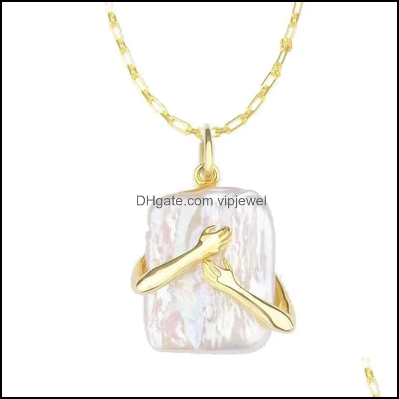 Pendant Necklaces U90E Give Me A Hug Shaped Lover Necklace For Women Men Clavicle Chain