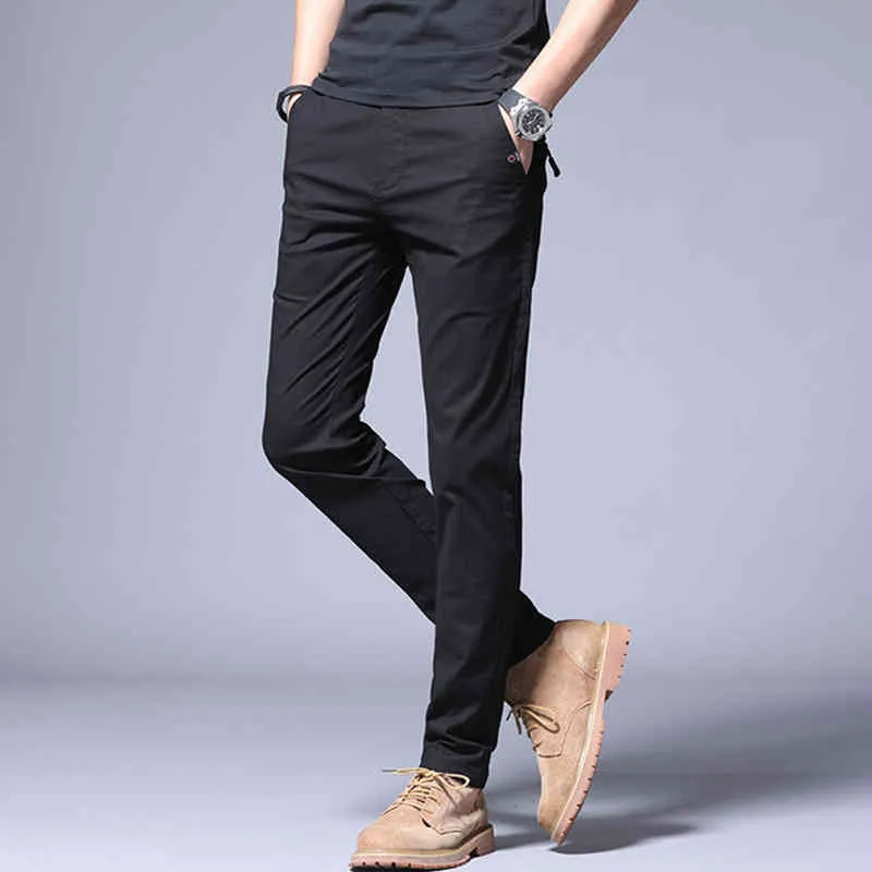 Web特価 カーキカジュアルロングパンツメンズ夏の薄い22新しい韓国のファッション弾性