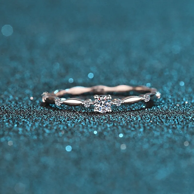 Solitionaire Ring Silver 925 Оригинальный блестящий бриллиантовое испытание прошло D Цвет