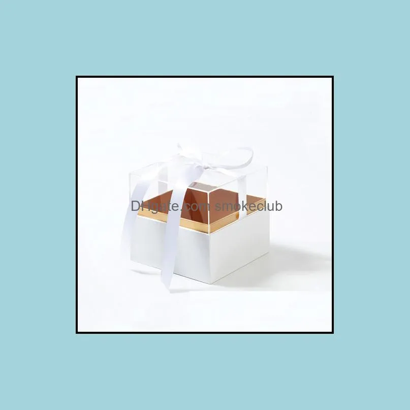 Square Acrylic Gift Box with Ribbon Rose Bouquet Arrangement Surprise Box Craft DIY Present Souvenir Gift Wrapping Boxes