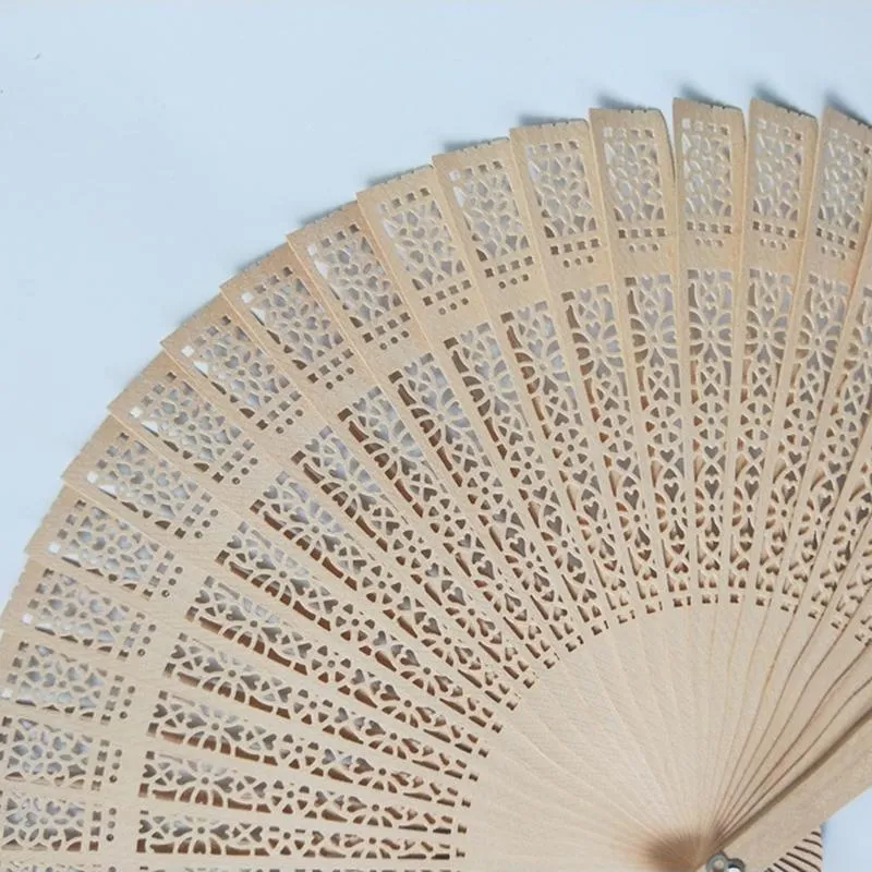 Sandalwood Hand Fan Party Decoration Personalized Gift Engraved Wooden Openwork Folding Handheld Fans Wedding Baby Shower Favors TH0109