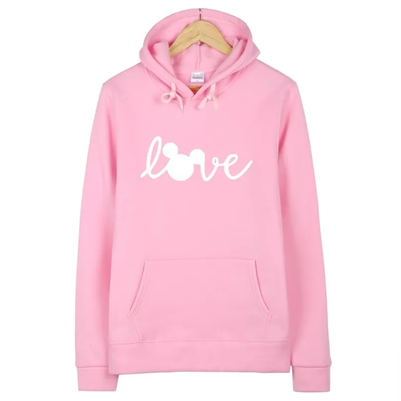 Bluzy Kobiety Piękny myszy z kapturem pullover długie rękawowe ubrania kieszeń bluza z kapturem Zimowa płaszcz Kobiety swobodny streetwea t200525