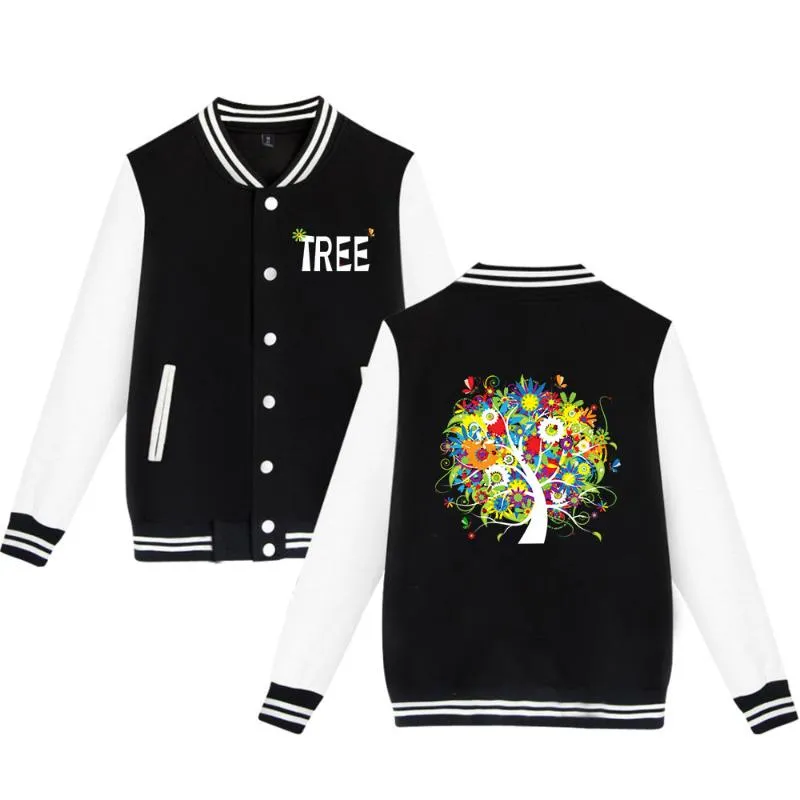 Herenjacks Lianshuo 2022 Autumn Winter Winter Kleding Bomber Baseball Jacket Paar Varsity Fashion Koreaanse stijl Tree Vector Print to