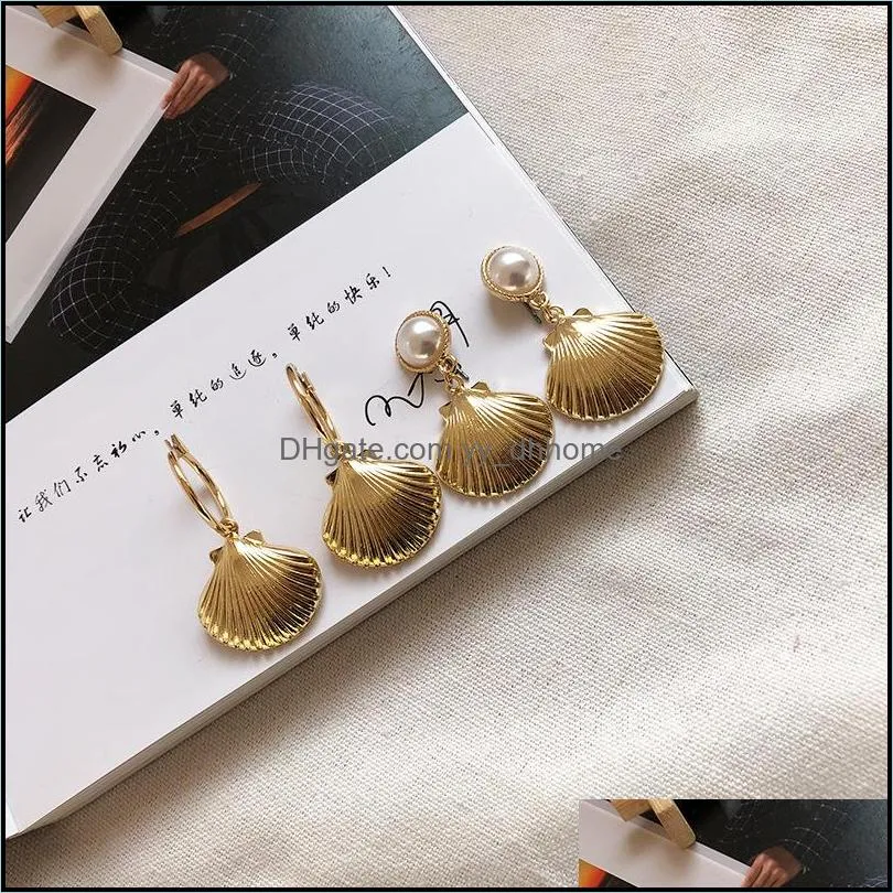 Gold Starfish Dangle Earrings Seashell Big Circle Earrings High Quality Shell Earring Fashion Women Bohemian Style
