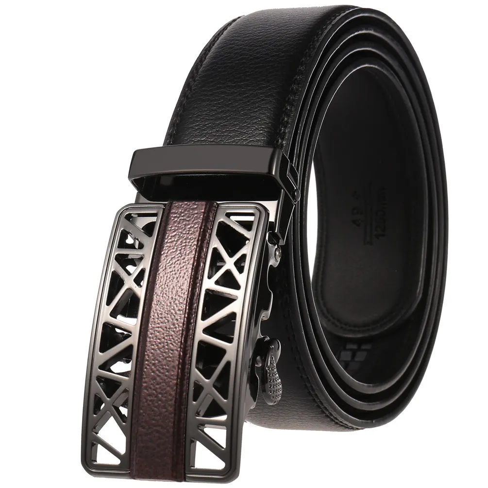 الأزياء حزام جلد حقيقي أحزمة سوداء للرجال الإبزيم إبزيم أحزمة بيع 110-130 سنتيمتر حزام 14