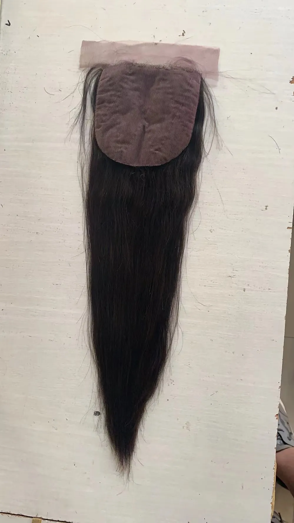 Top de seda com fecho de cabelo humano de cor natural 5x5 com fechamento de renda virgem brasileiro liso pré-depilado