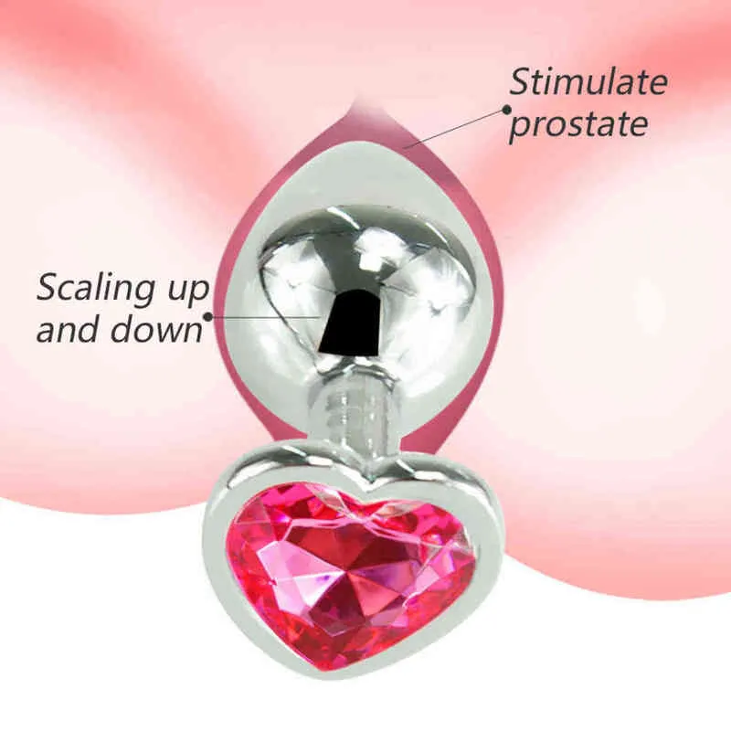 Nxy Sex Anal Heart Stainless Smooth Steel Crystal Plug for Couple Butt Stimulator Toys Metal Ball Massager Dil_voghion.com