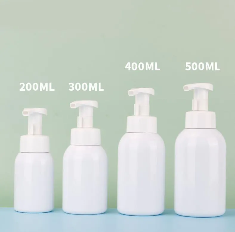 Custom White 200ml 300ml 400ml 500ml Plastic Pet Foam Pump Cream Bottles For Face Clean Body Cream Shampoo OCEAN EXPRESS