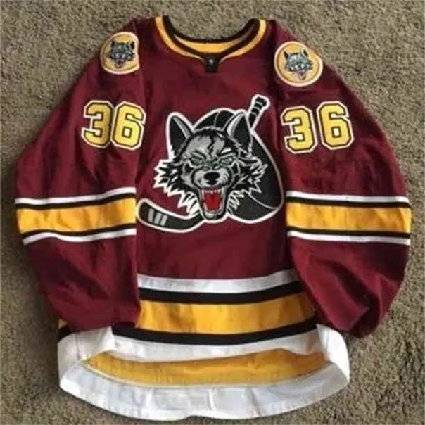 C26 NIK1 36 Justin Selman AHL Chicago Wilves Hockey Jersey Szyte Dostosowane Koszulki Nazwa i Numer