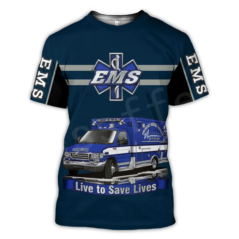 Tessffel Emergency Service Technician EMT EMS Paramedic Hero Fashion Unisex Casual 3DPrint Short Sleeve T Shirts s 5 220623