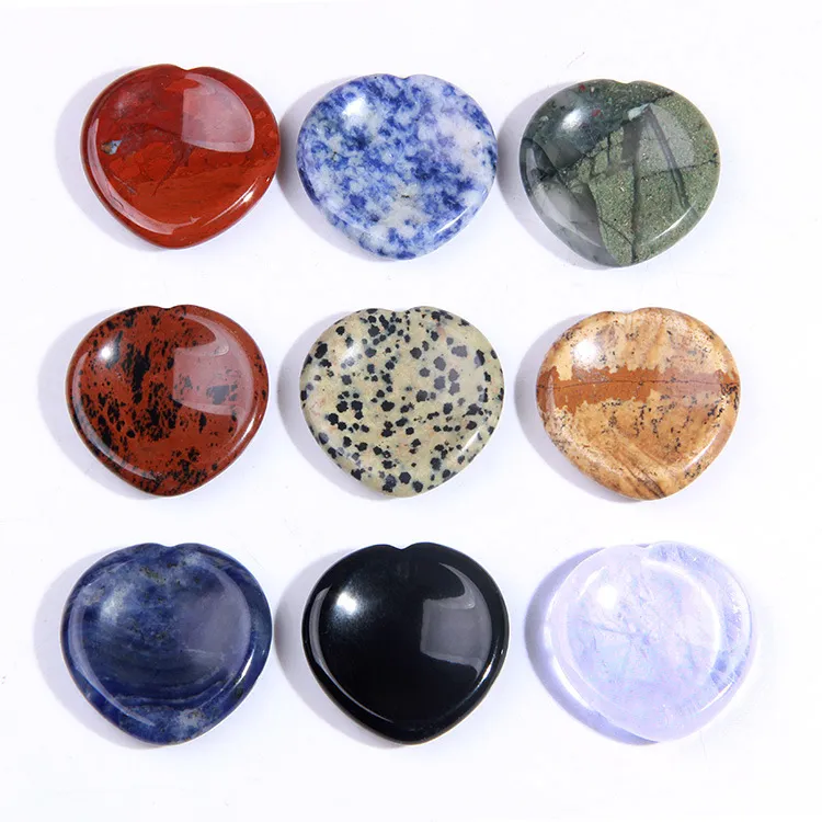 wholesale thumb massage stone Worry Oval Polished Palm Pocket Healing Energy Crystal Jade 7 Chakra Worry massager Stones