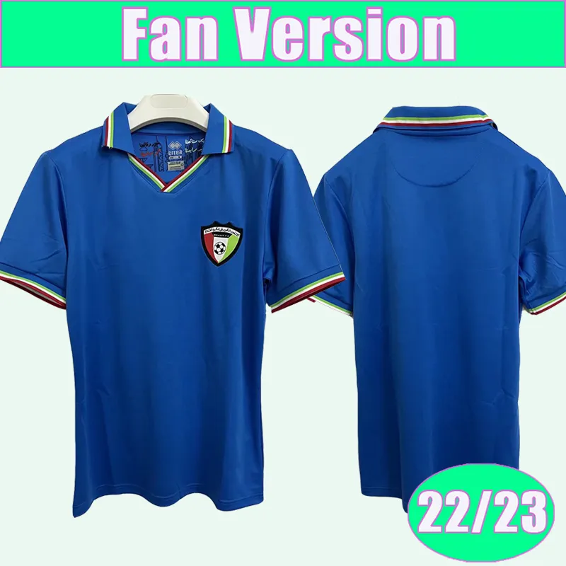Kuwait National Football Team Mens Soccer Jersey Home Blue Short Sleeve