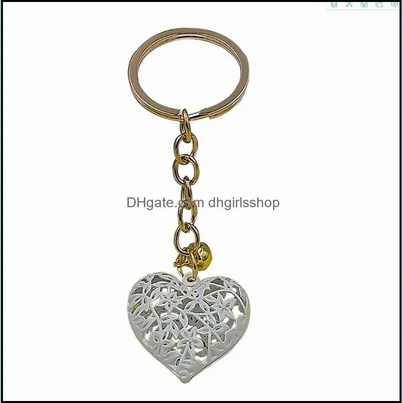 hollow heart keychains charm pendant keychain purse bag car key chain keyring ornaments fashion accessories wholesale