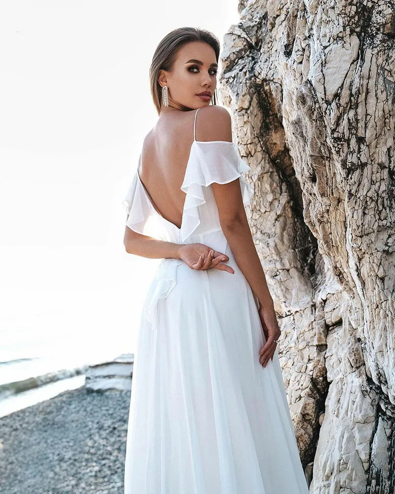 simple white flowy wedding dress Straps Light Blue Mermaid Prom Dresses Beaded Backless Formal Dresses US12 / Custom Color main image 1