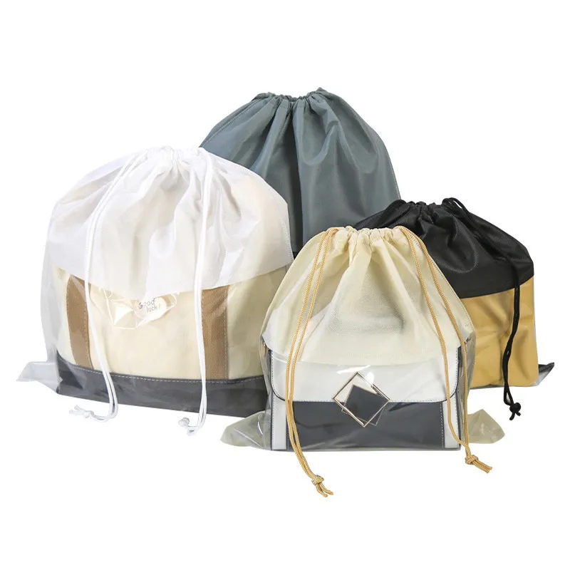 5pcs Non-woven Drawstring Storage Bags Pocket Drawstring Dust-proof Convenient Home Supplies Clothing Organizer 0615