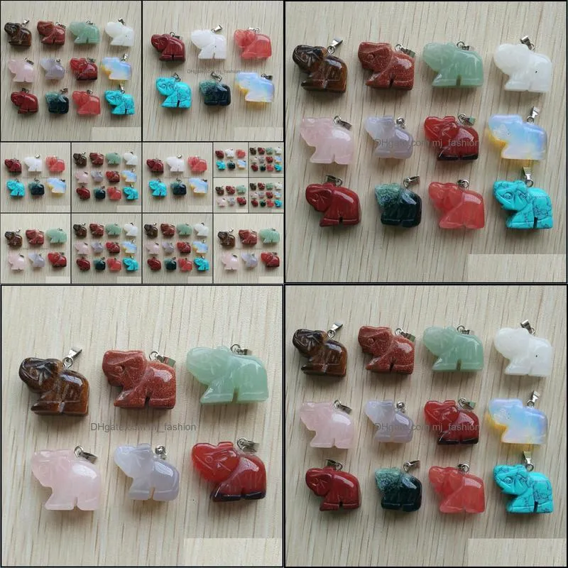 fashion elephant stone charms chakra pendants for jewelry making mjfashion