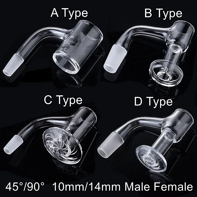 4 Types Seamless Smoking Accessories Fully Weld Blender Spin Quartz Banger Nail Terp Slurper Beveled Edge 10mm 14mm Male Joint 45 90 Degree OD 20mm