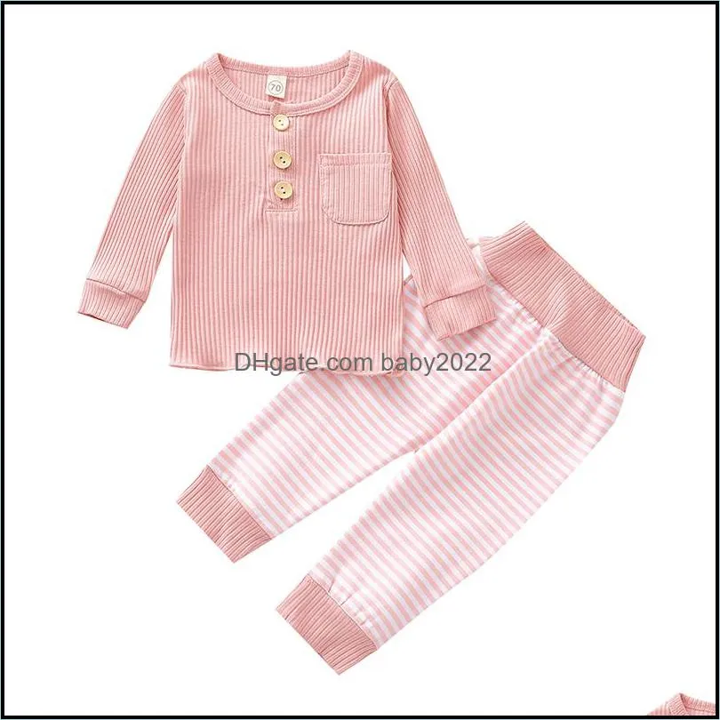 kids clothing sets boys girls outfits infant toddler pit stripes tops+stripe pants 2pcs/set spring autumn fashion boutique baby clothes