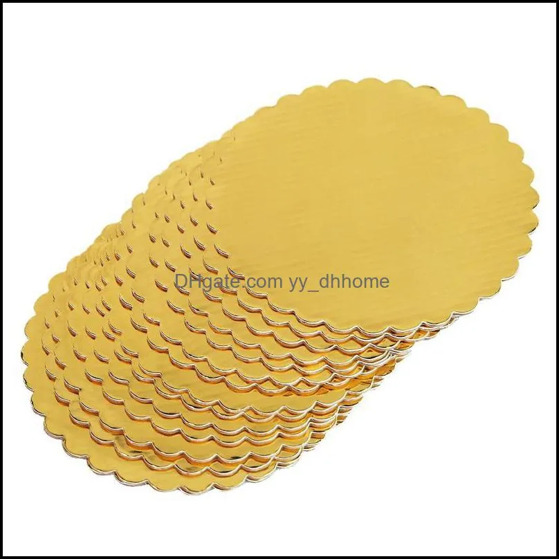 baking & pastry tools 10pcs thickening cake paper tray gold round disposable ring bottom plate coated circular