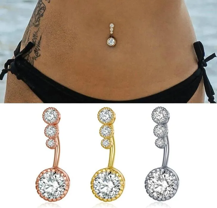 Diamante Dangle Barbully Barras Umbigo Bell Button Anel de Cristal Flor Forma Corpo Jóias Umbigo Piercing Anéis