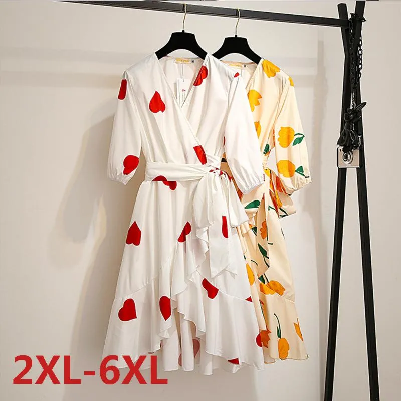 Plus size jurken grote 6XL jurk voor dikke mm 2022 print vakantie zomer losse solide dameskleding strand